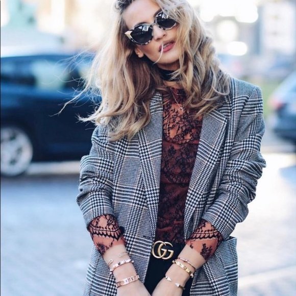 Zara Double Breasted Checked Blazer - Picture 8 of 9